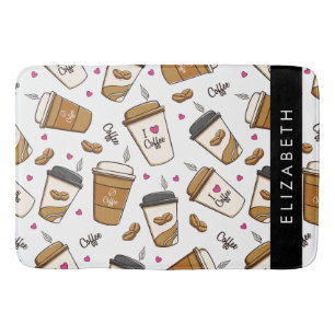 Kaffe koppar, kaffebönor, kaffe Älskare, ditt namn Badrumsmatta