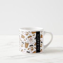 Kaffe koppar, kaffebönor, kaffe Älskare, ditt namn Espressomugg