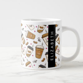 Kaffe koppar, kaffebönor, kaffe Älskare, ditt namn Jumbo Mugg