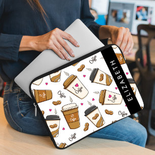 Kaffe koppar, kaffebönor, kaffe Älskare, ditt namn Laptop Fodral