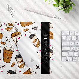 Kaffe koppar, kaffebönor, kaffe Älskare, ditt namn Musmatta