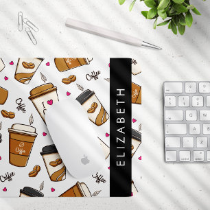 Kaffe koppar, kaffebönor, kaffe Älskare, ditt namn Musmatta