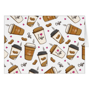 Kaffe koppar, kaffebönor, kaffe, Älskare, örter Hälsningskort
