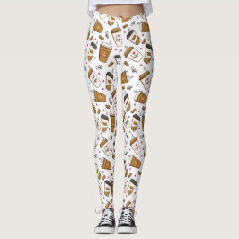 Kaffe koppar, kaffebönor, kaffe, Älskare, örter Leggings