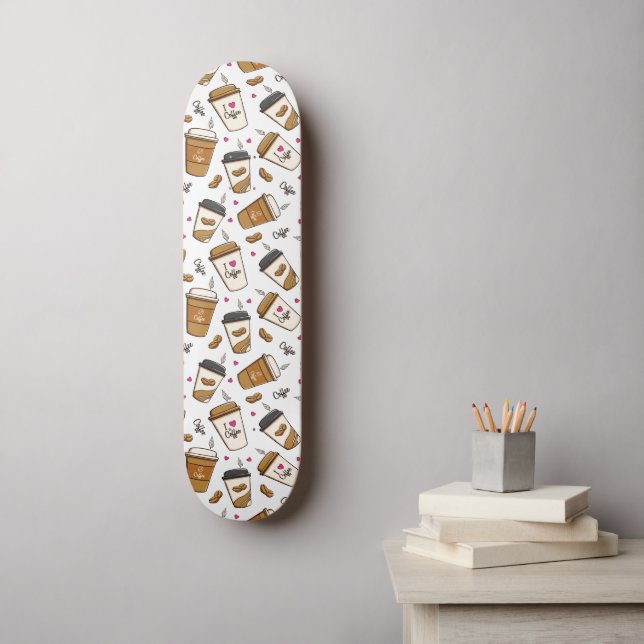 Kaffe koppar, kaffebönor, kaffe, Älskare, örter Mini Skateboard Bräda 18,5 Cm (Väggkonst)