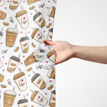 Kaffe koppar, kaffebönor, kaffe, Älskare, örter Sjal<br><div class="desc">Cute,  roligt och vackra mönster med kaffe koppar,  kaffebönor och hjärtan. Modern och trendig,  perfekt för kaffet älskare i ditt liv.</div>