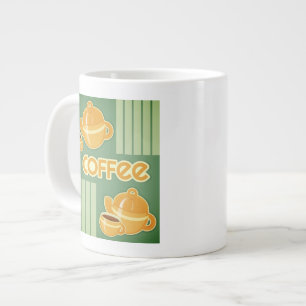 Kaffe koppar, kaffepotsar och kaffebönor jumbo mugg