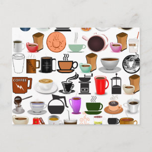 Kaffe koppar (lägg till Färg i bakgrunden) Vykort