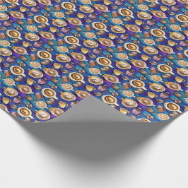 Kaffe koppar på blå vattenfärg Mönster Presentpapper