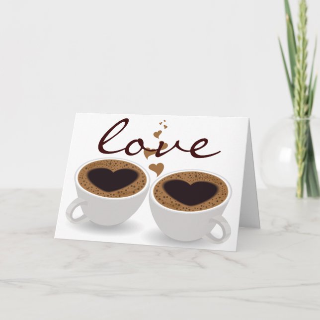 Kaffe koppar par Hearts och Kärlek Kort (Framsida)
