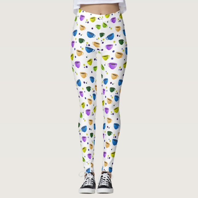 KAFFE KOPPAR & POLKA DOTS LAGAR LEGGINGS (Framsida)