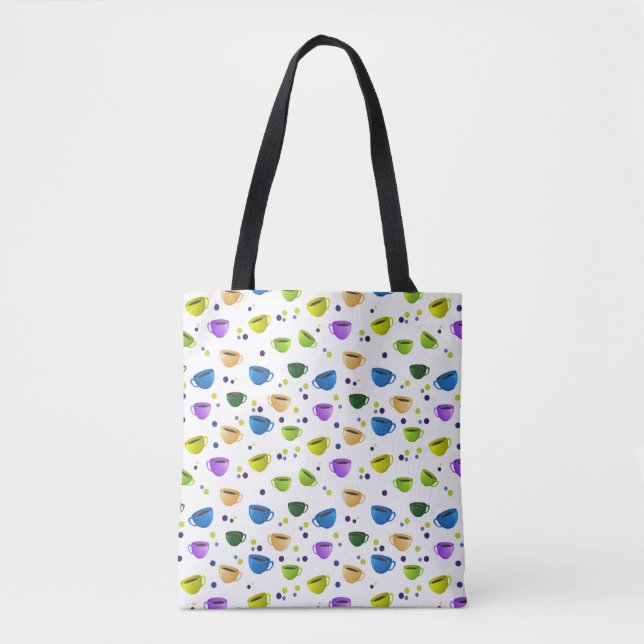 KAFFE KOPPAR & POLKA DOTS TOTE BAG TYGKASSE (Framsida)