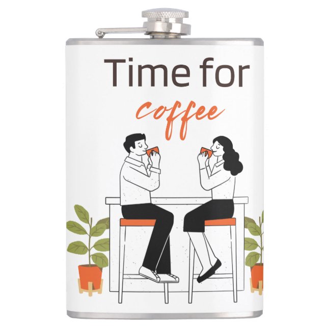 Kaffe Koppar Tid Söt Par Illustration Kopp, 15 oz Fickplunta (Framsidan)