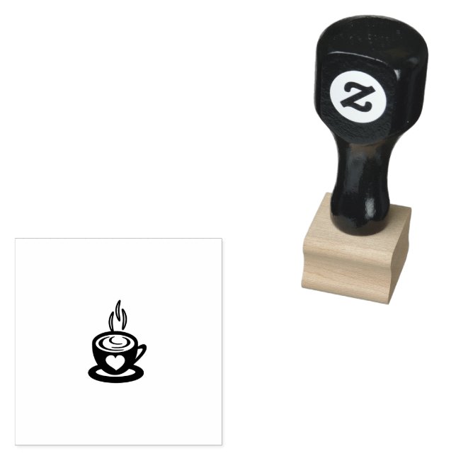 Kaffe Koppen Hjärta Ånga Gummistämpel Design Stämpel (Stämplad)
