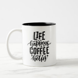 Kaffe Koppen Livet Händer Kaffe Hjälper Motivation Två-Tonad Mugg