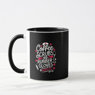 Kaffe, krubbor och gummihandskar, sjuksköterskor mugg