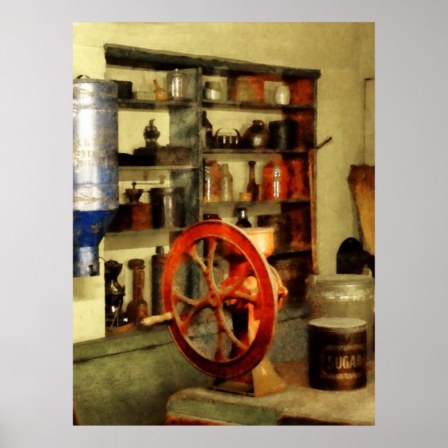 Kaffe, kvarn och socker poster (Framsidan)