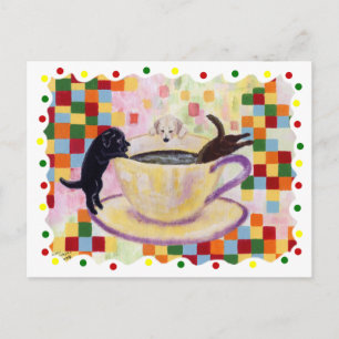 Kaffe Labradors Painting med färgade punkter Vykort