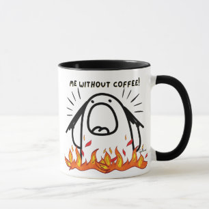 Kaffe-lapp: Före och efter kaffematerial Mugg