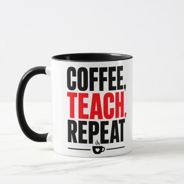 Kaffe Lär Repetera Lärare Mugg – Rolig Presentmugg (Vänster)