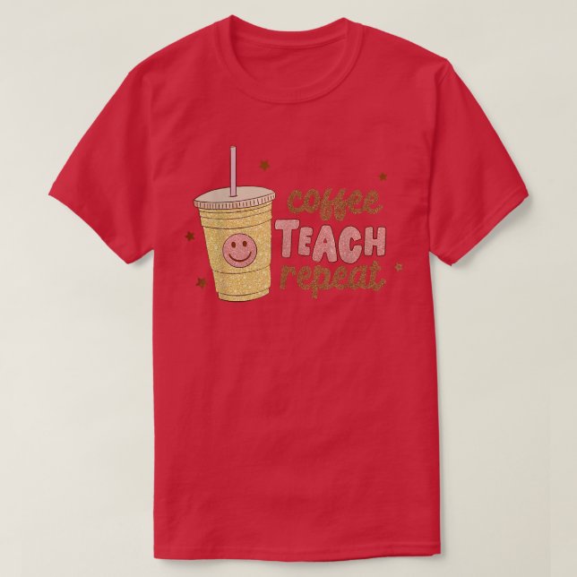 Kaffe Lär Upprepa retro Glad Ansikte Internationel T Shirt (Design framsida)