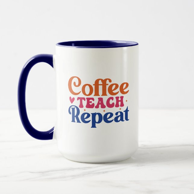 Kaffe Lär Upprepa Wordart Mugg (Vänster)