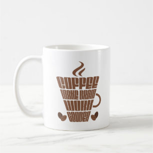 Kaffe, låt hjärnan arbeta måndag, motivation kaffemugg