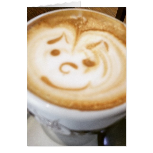Kaffe Latte Ansikte Hälsningskort (Framsidan)