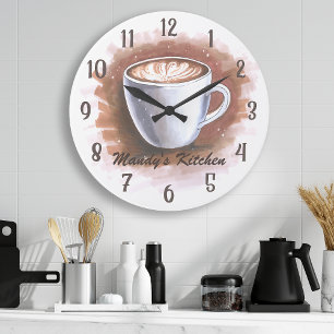 Kaffe, latte Espresso Personlig Köksvägg Stor Klocka