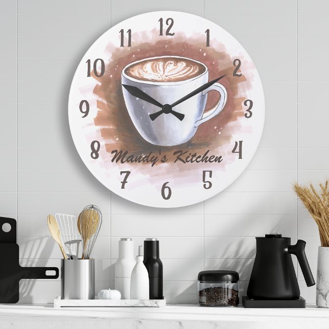 Kaffe, latte Espresso Personlig Köksvägg Stor Klocka (Skapare uppladdad)