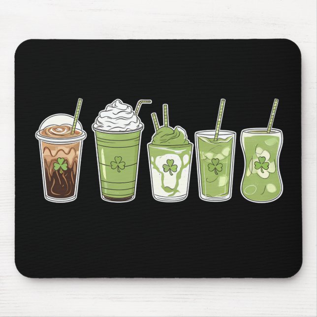 Kaffe Latte Grön Söt Irländsk St Patrick's Day Musmatta (Framsidan)