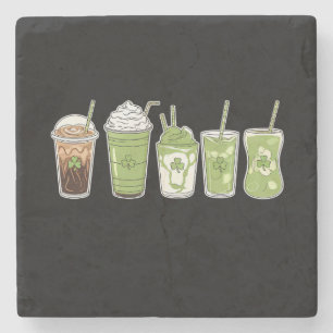 Kaffe Latte Grön Söt Irländsk St Patrick's Day Stenunderlägg