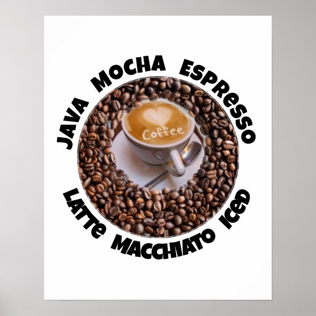 Kaffe Latte Mocha Wall Art Poster (Framsidan)