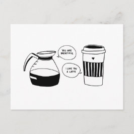 Kaffe Latte Valentines Kärlek Helg Vykort