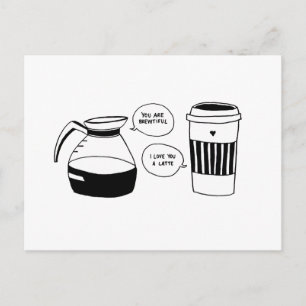 Kaffe Latte Valentines Kärlek Helg Vykort