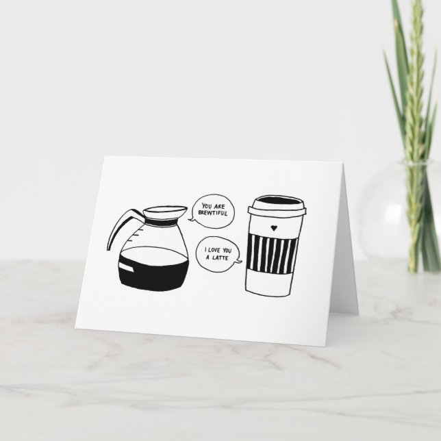 Kaffe Latte Valentines Kärlek Helgkort (Framsida)
