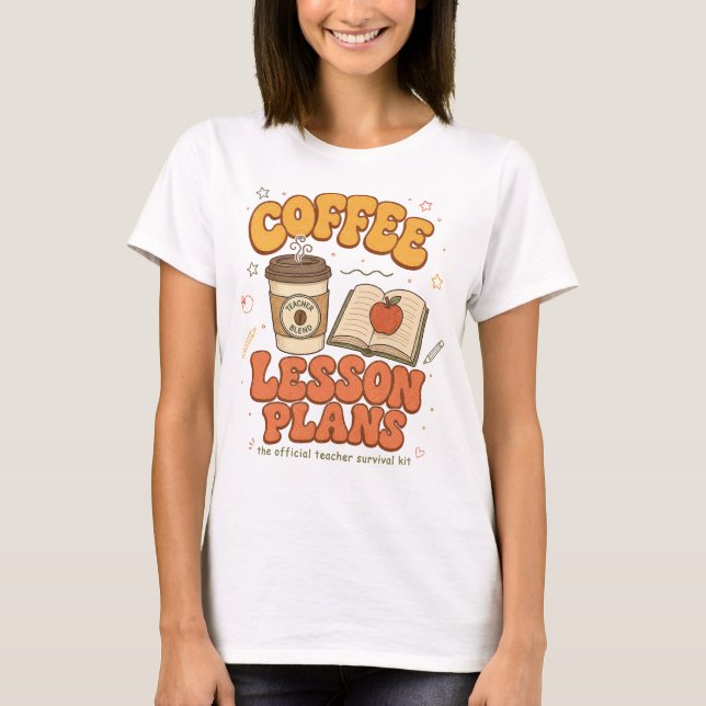 Kaffe lektionsplaner Lärare överlevnadskit Retro T Shirt (Framsida)