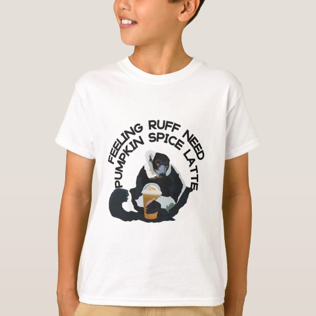 Kaffe Lemur Illustration Cute Madagascar Primat T Shirt (Framsida)