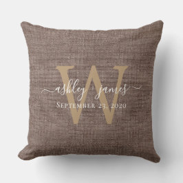 Kaffe Linne Monogram Bröllopssouvenir Kudde