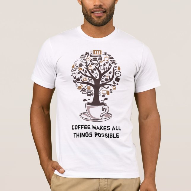 Kaffe, Livets träd, koffein T Shirt (Framsida)
