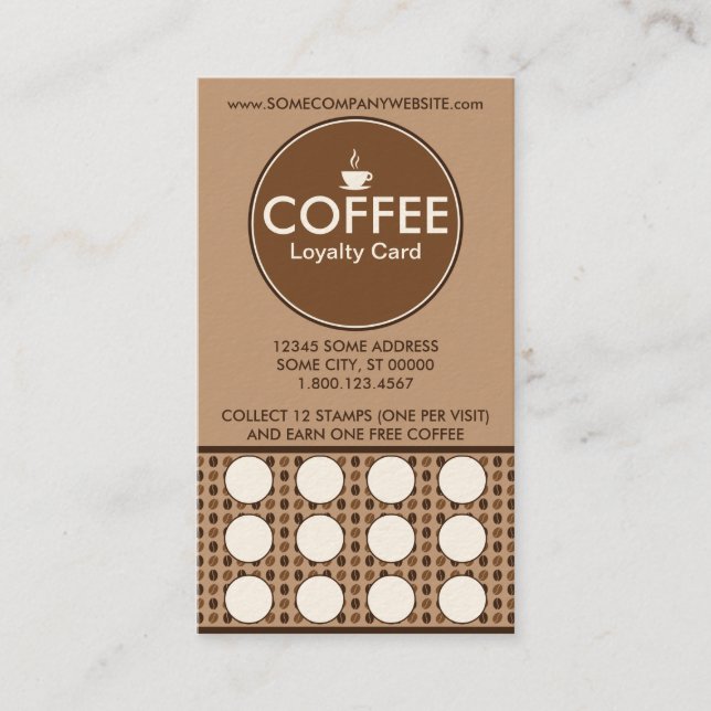 kaffe-lojalitet frimärke-kort lojalitetskort (Framsida)