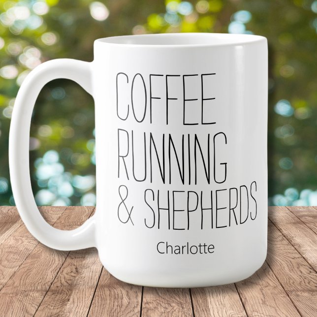Kaffe Löper Shepherds Redigerbar Namn Design Kaffemugg (Skapare uppladdad)
