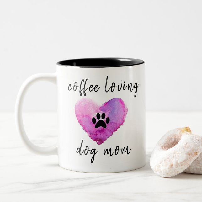 Kaffe Loving Mamma Cute Heart Två-Tonad Mugg (Med munk)