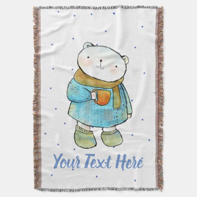 Kaffe Loving Polar Bear Anpassningsbar Filt (Framsidan Vertikal)