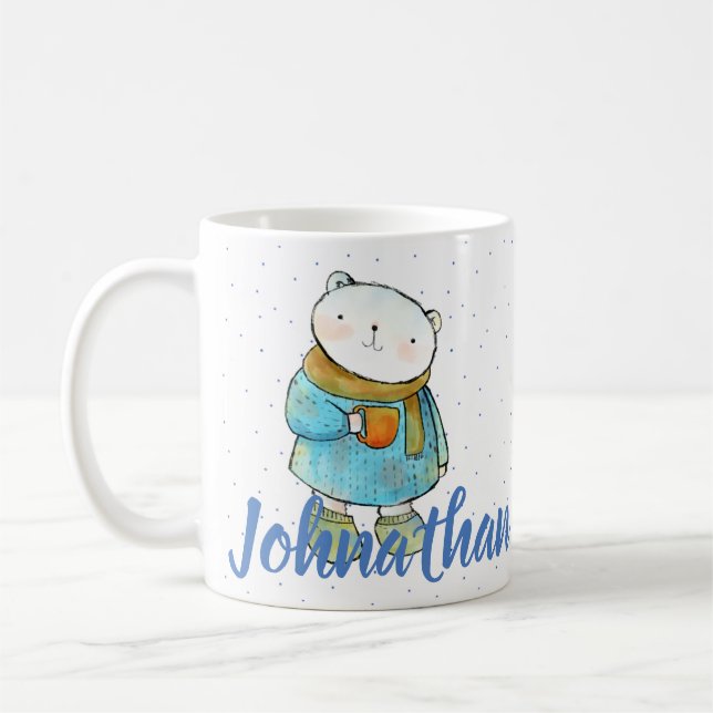 Kaffe Loving Polar Bear Anpassningsbar Kaffemugg (Vänster)