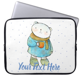 Kaffe Loving Polar Bear Anpassningsbar Laptop Fodral