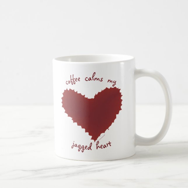 Kaffe Lugnar Jagged Heart Red Edgy Textured Spiky Kaffemugg (Höger)