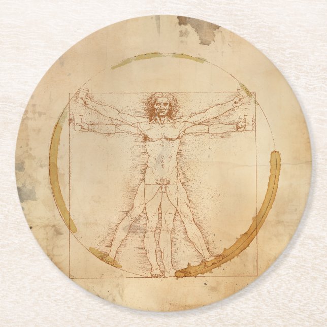 Kaffe Man Underlägg Papper Rund (Framsidan)