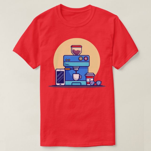 Kaffe Maskin Pod Kopp Mugg Mobil och eyeglass T Shirt (Design framsida)