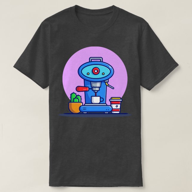 Kaffe Maskin Pod Mugg Kopp och kaktus  T Shirt (Design framsida)
